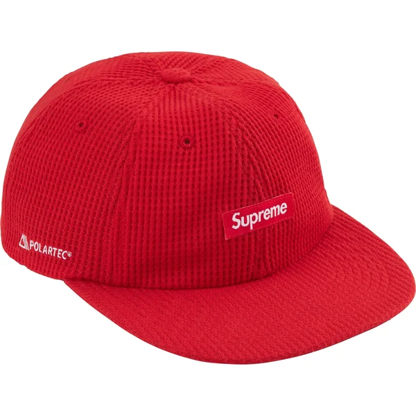 Supreme Polartec Waffle Small Box 6-Panel - Red (front)