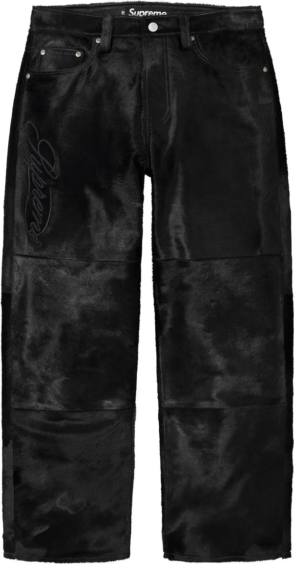 Supreme Ponyhair Loose Fit 5-Pocket Jean - Black (front)