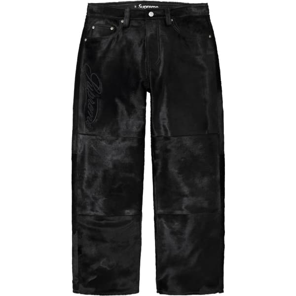 Supreme Ponyhair Loose Fit 5-Pocket Jean - Black (front)