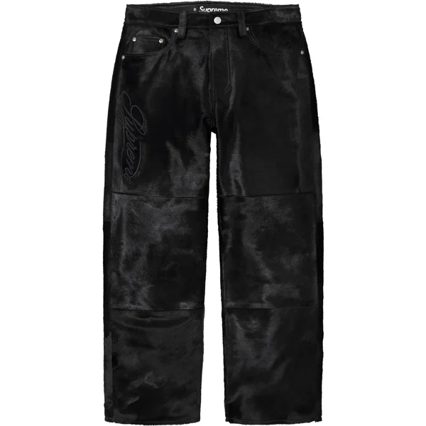 Supreme Ponyhair Loose Fit 5-Pocket Jean - Black (front)