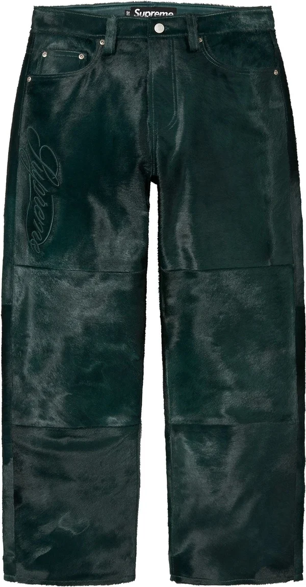 Supreme Ponyhair Loose Fit 5-Pocket Jean - Green (front)