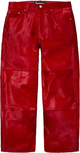 Supreme Ponyhair Loose Fit 5-Pocket Jean Red