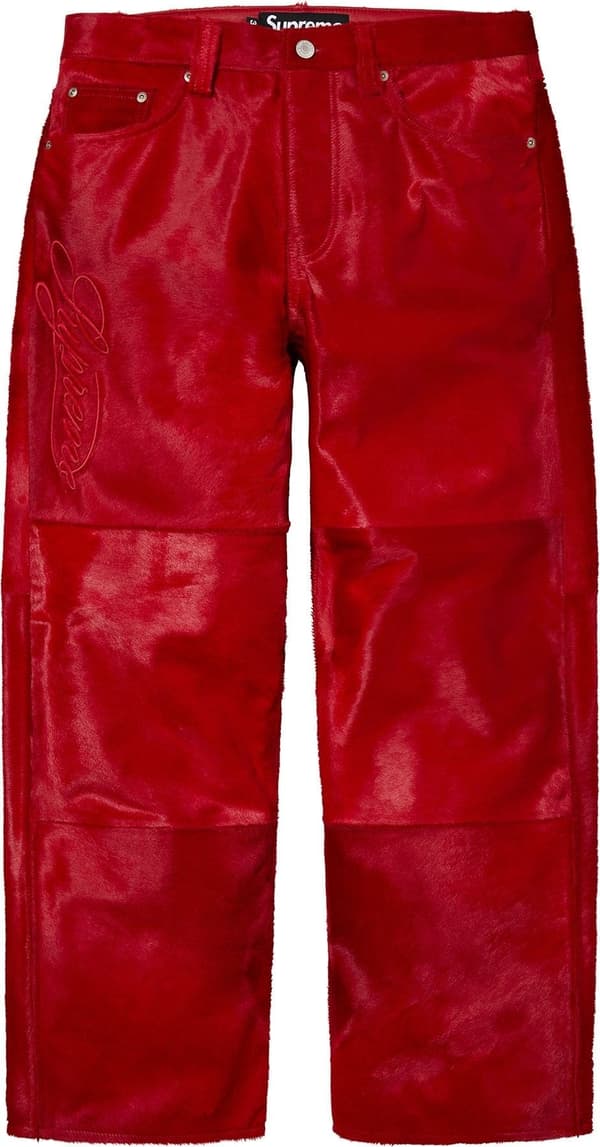 Supreme Ponyhair Loose Fit 5-Pocket Jean - Red (front)