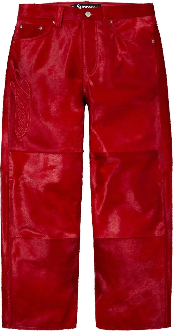 Supreme Ponyhair Loose Fit 5-Pocket Jean - Red (front)
