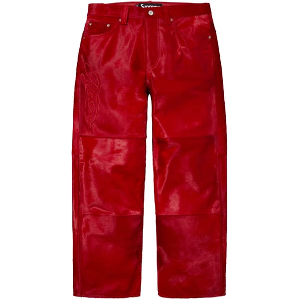Supreme Ponyhair Loose Fit 5-Pocket Jean - Red (front)