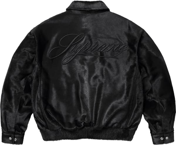 Supreme Ponyhair Varsity Jacket - Black (front)
