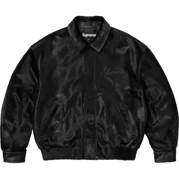 Supreme Ponyhair Varsity Jacket - Black (front)