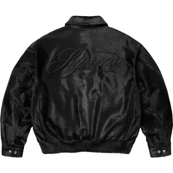 Supreme Ponyhair Varsity Jacket - Black (front)