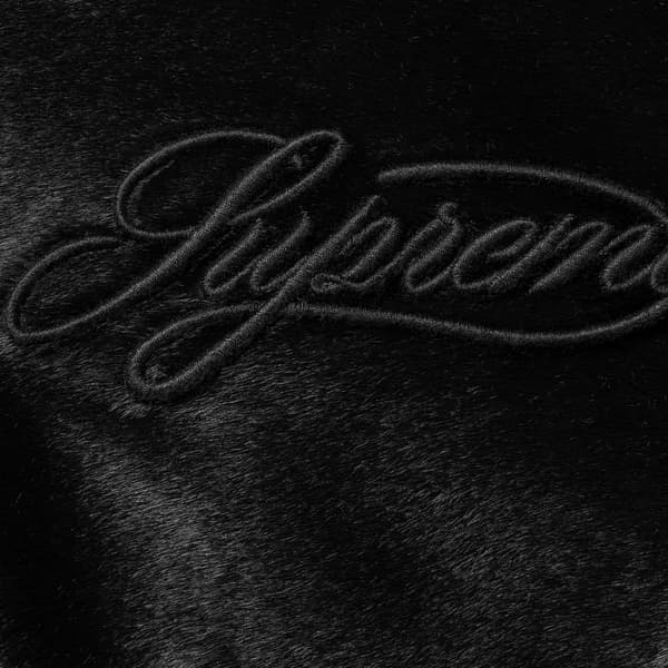 Supreme Ponyhair Varsity Jacket - Black (front)
