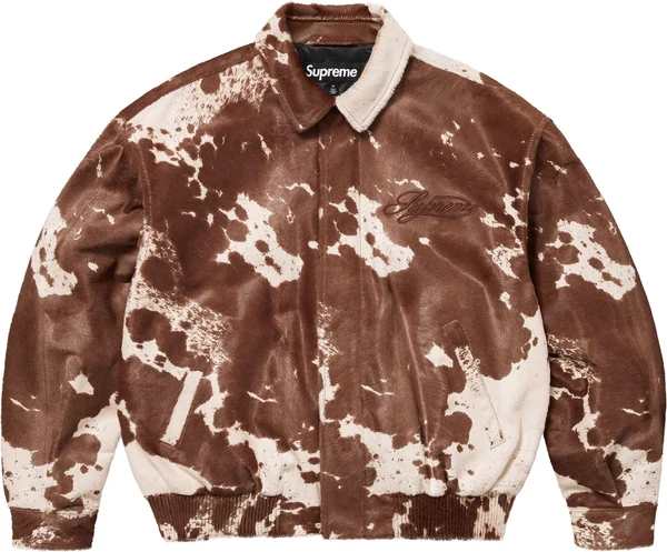 Supreme Ponyhair Varsity Jacket - Cow (front)