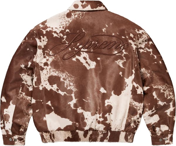 Supreme Ponyhair Varsity Jacket - Cow (front)
