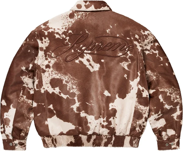 Supreme Ponyhair Varsity Jacket - Cow (front)
