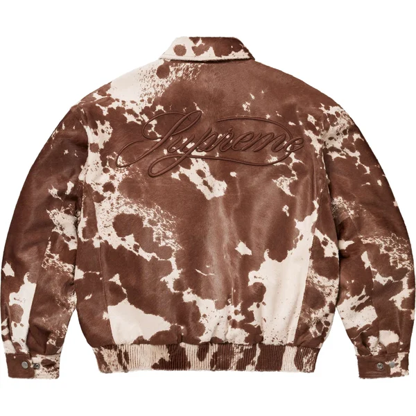 Supreme Ponyhair Varsity Jacket - Cow (front)