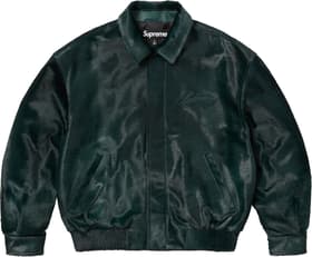 Supreme Ponyhair Varsity Jacket Green