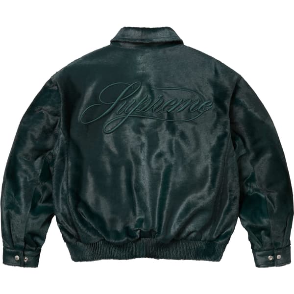 Supreme Ponyhair Varsity Jacket - Green (front)