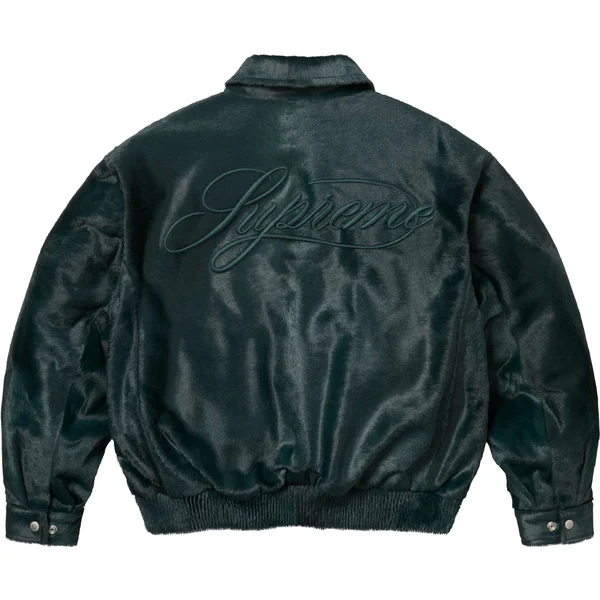 Supreme Ponyhair Varsity Jacket - Green (front)