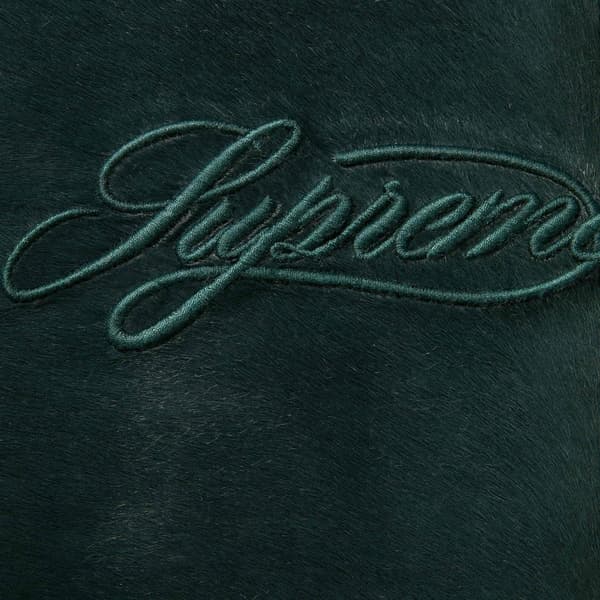 Supreme Ponyhair Varsity Jacket - Green (front)