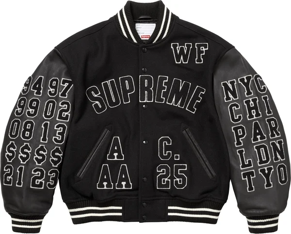 Supreme Praises Varsity Jacket - Black (front)