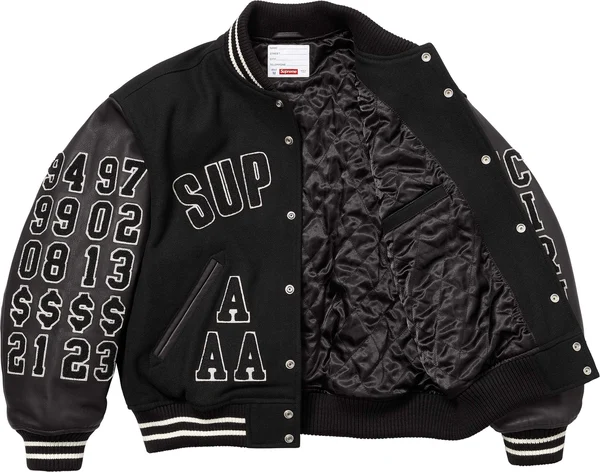 Supreme Praises Varsity Jacket - Black (front)
