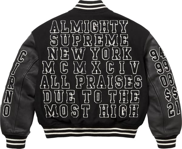 Supreme Praises Varsity Jacket - Black (front)