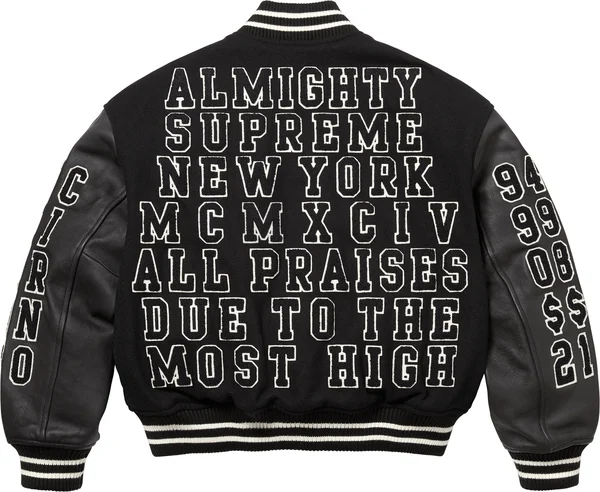 Supreme Praises Varsity Jacket - Black (front)