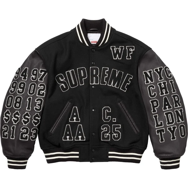 Supreme Praises Varsity Jacket - Black (front)