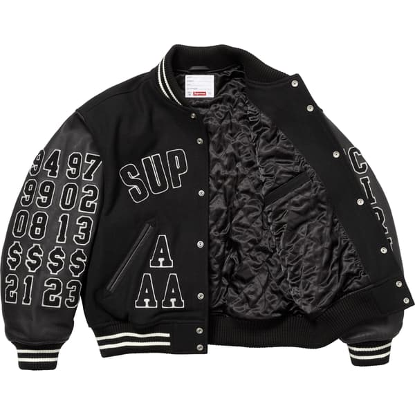 Supreme Praises Varsity Jacket - Black (front)