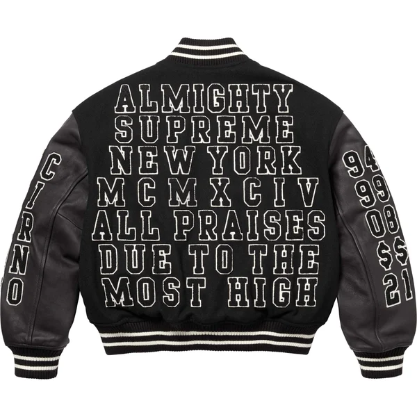Supreme Praises Varsity Jacket - Black (front)