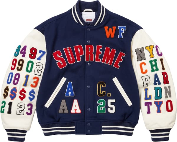 Supreme Praises Varsity Jacket - Navy (front)