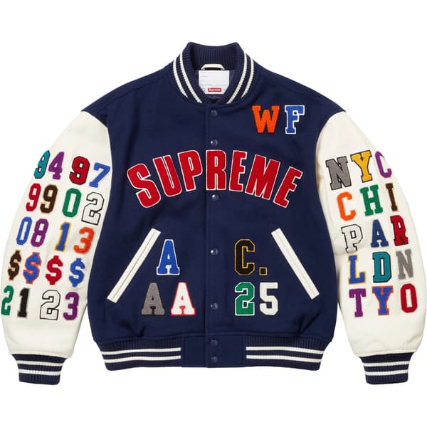 Supreme Praises Varsity Jacket - Navy (front)