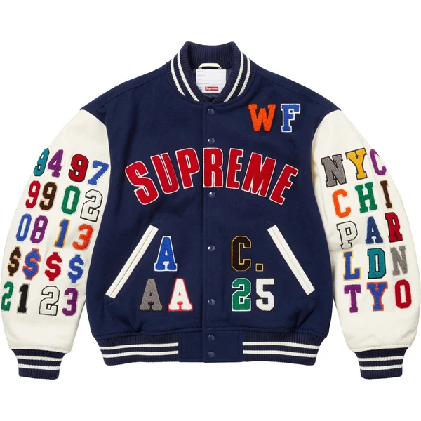 Supreme Praises Varsity Jacket - Navy (front)