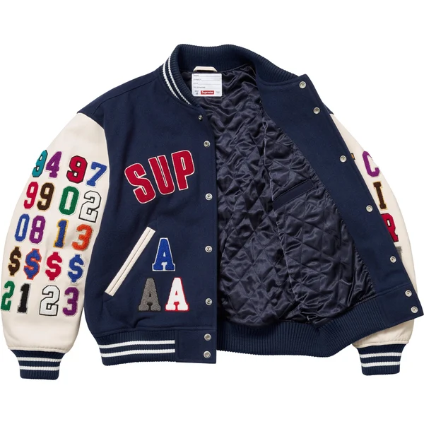 Supreme Praises Varsity Jacket - Navy (front)