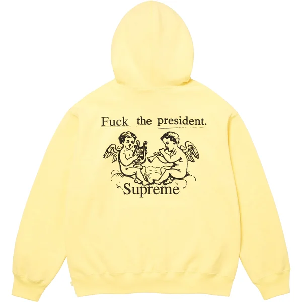 Supreme President Hooded Sweatshirt - Light Yellow (front)