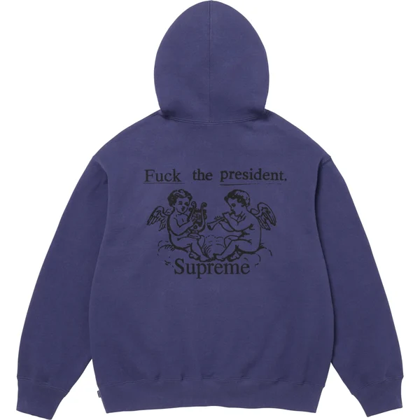 Supreme President Hooded Sweatshirt - Washed Navy (front)