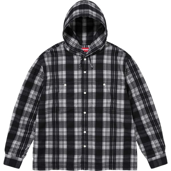 Supreme Printed Hooded Flannel Shirt - Black (front)