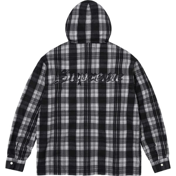Supreme Printed Hooded Flannel Shirt - Black (front)