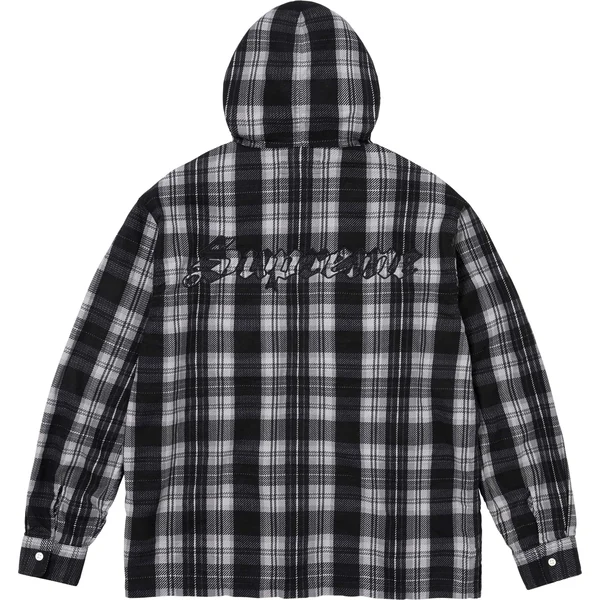Supreme Printed Hooded Flannel Shirt - Black (front)