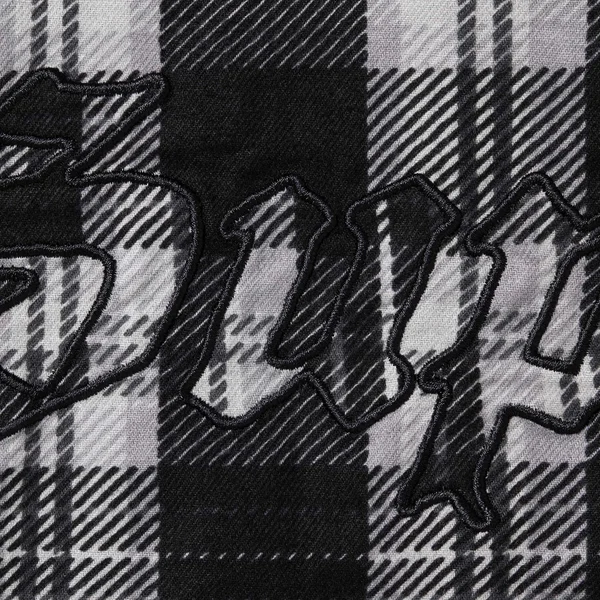Supreme Printed Hooded Flannel Shirt - Black (front)