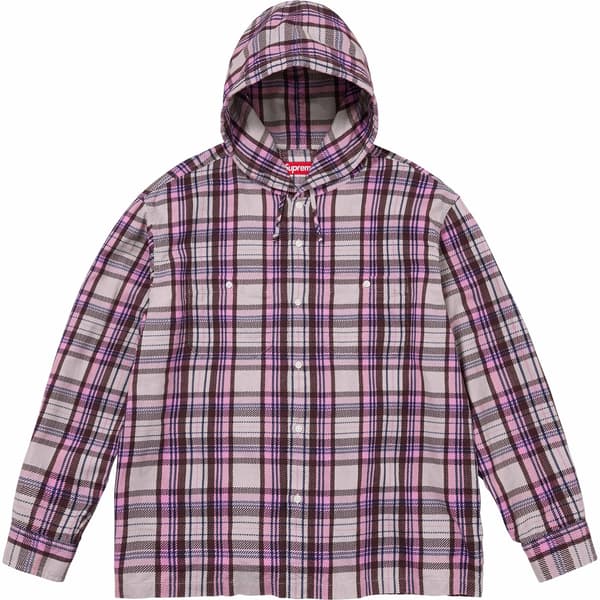 Supreme Printed Hooded Flannel Shirt - Pink (front)