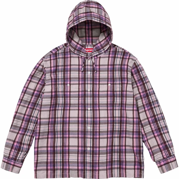 Supreme Printed Hooded Flannel Shirt - Pink (front)