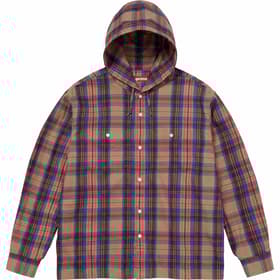 Supreme Printed Hooded Flannel Shirt Tan