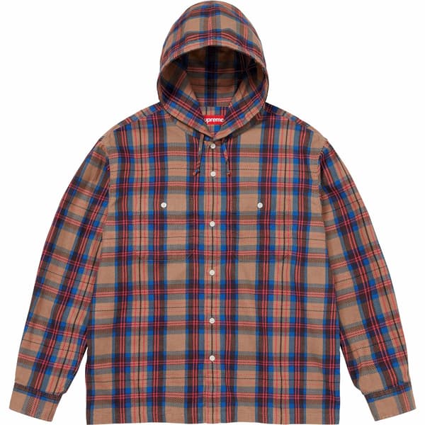 Supreme Printed Hooded Flannel Shirt - Tan (front)