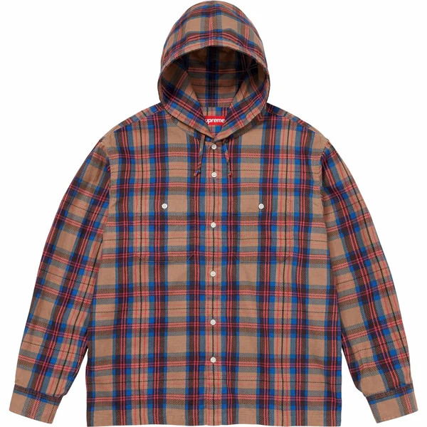 Supreme Printed Hooded Flannel Shirt - Tan (front)