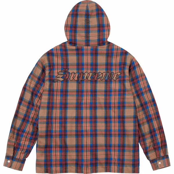 Supreme Printed Hooded Flannel Shirt - Tan (front)