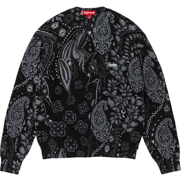 Supreme Printed Paisley Sweater - Black (front)