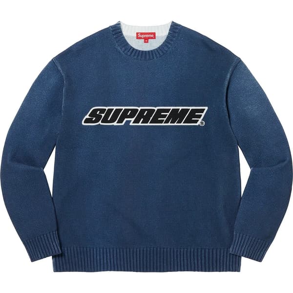 Supreme Printed Washed Sweater - Navy (front)