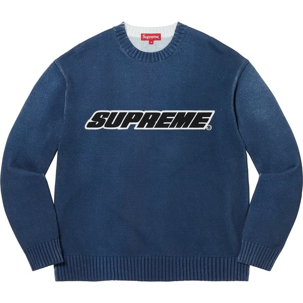 Supreme Printed Washed Sweater - Navy (front)