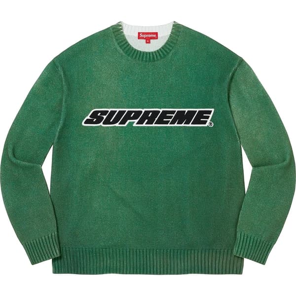 Supreme Printed Washed Sweater - Olive (front)