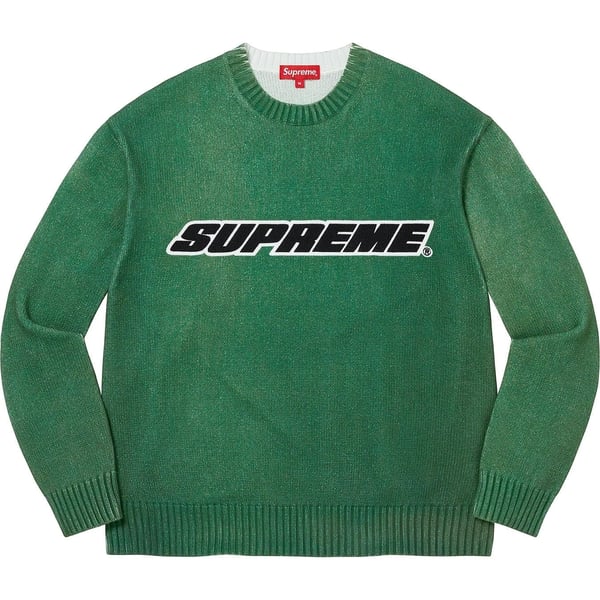 Supreme Printed Washed Sweater - Olive (front)