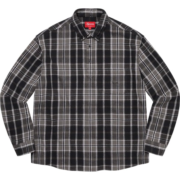 Supreme Pullover Plaid Flannel Shirt - Black (front)